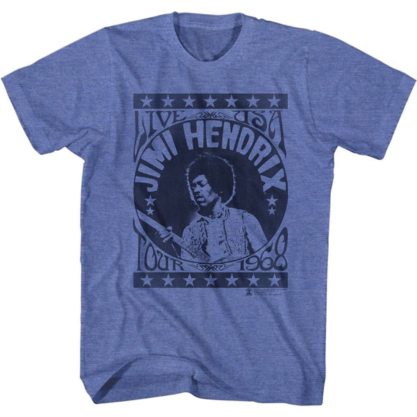 JIMI HENDRIX Eye-Catching T-Shirt, Live Usa Tour 68