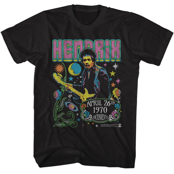 JIMI HENDRIX Eye-Catching T-Shirt, Stars and Flowers