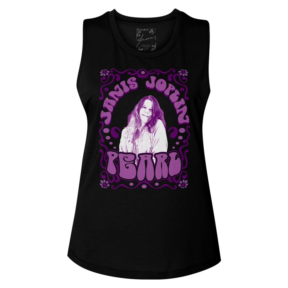 Women Exclusive JANIS JOPLIN Eye-Catching Muscle Tank, Pearl