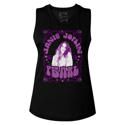 Women Exclusive JANIS JOPLIN Eye-Catching Muscle Tank, Pearl