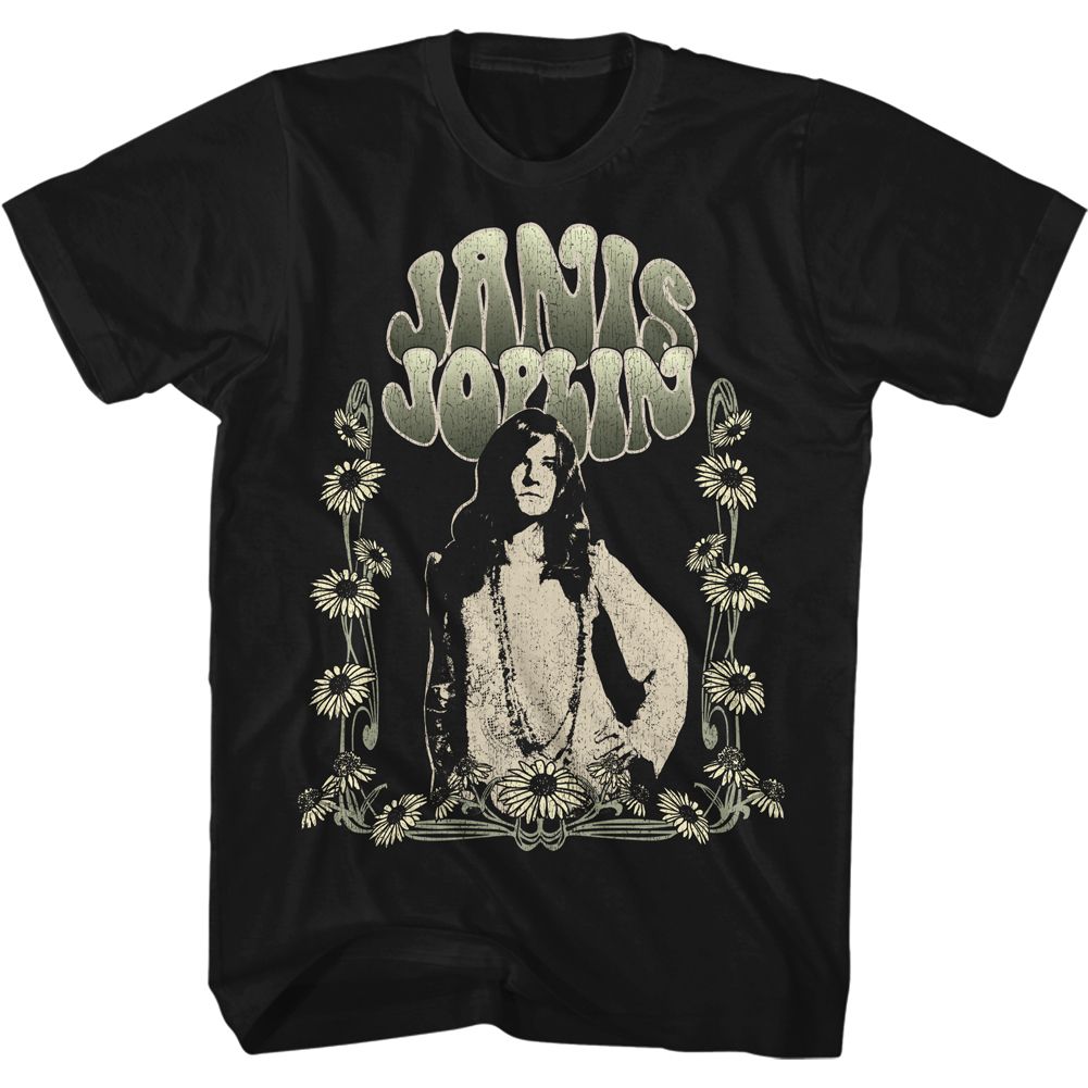 JANIS JOPLIN Eye-Catching T-Shirt, Art Nouveau Sunflowers