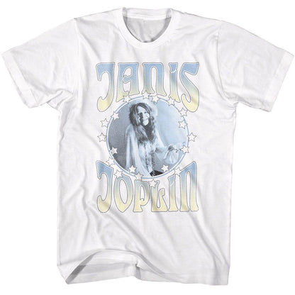 JANIS JOPLIN Eye-Catching T-Shirt, Circle and Stars