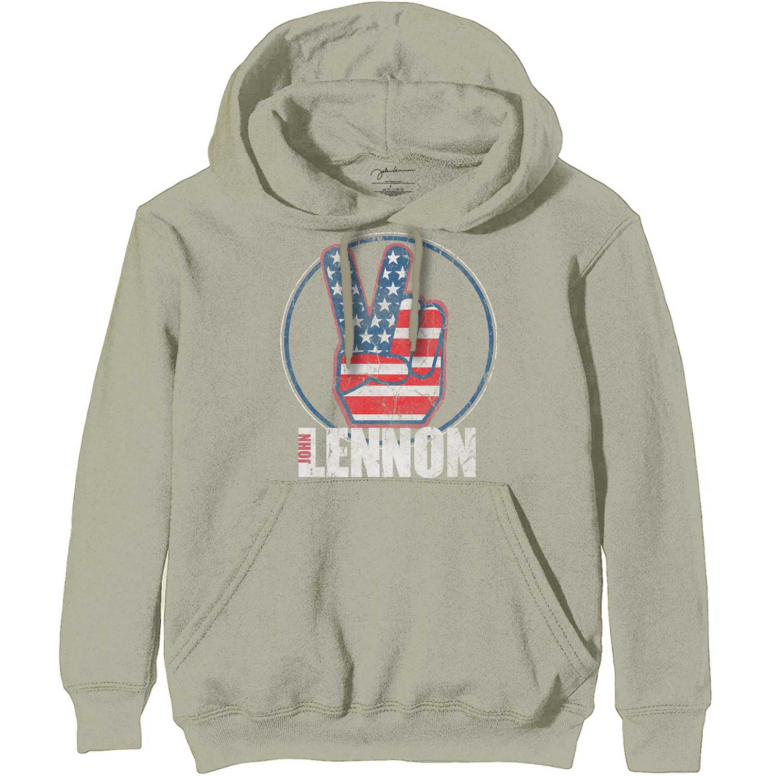 JOHN LENNON Attractive Hoodie, Peace Fingers Us Flag