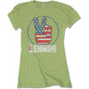 JOHN LENNON T-Shirt for Ladies, Peace Fingers Us Flag