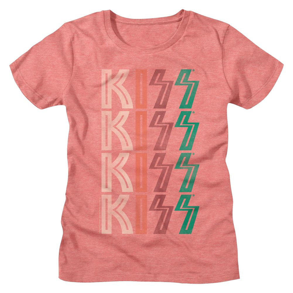 Women Exclusive KISS Eye-Catching T-Shirt, Washed Out Logo