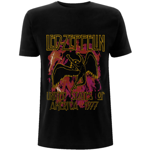 LED ZEPPELIN Attractive T-Shirt, Black Flames