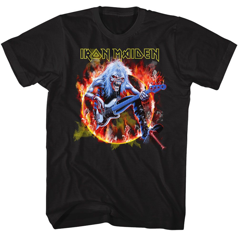 IRON MAIDEN Eye-Catching T-Shirt, Flaming Circle