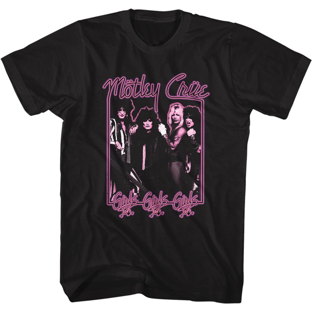 MOTLEY CRUE Eye-Catching T-Shirt, Girls Girls Girls Neon