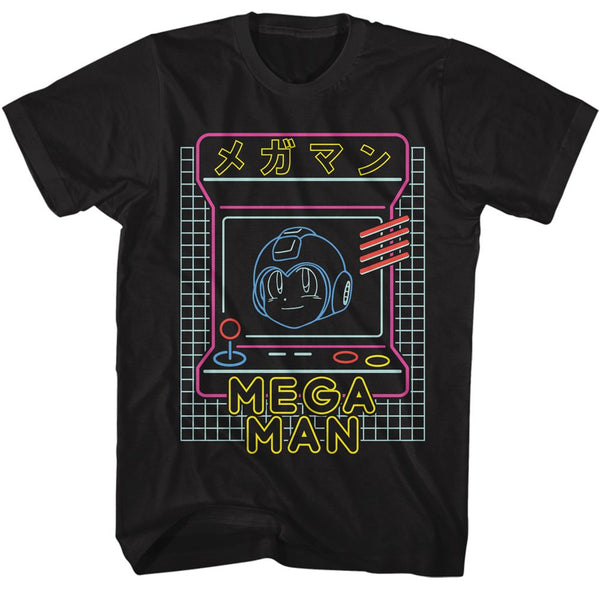 MEGA MAN Eye-Catching T-Shirt, Neon Arcade