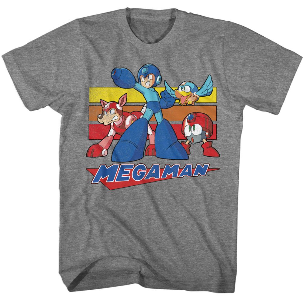 MEGA MAN Eye-Catching T-Shirt, Multi Color Rectangles