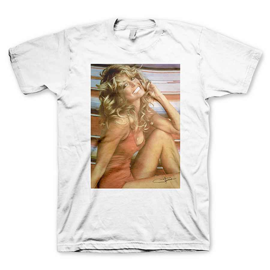 FARRAH FAWCETT Powerful T-Shirt, Red Bathing Suit White