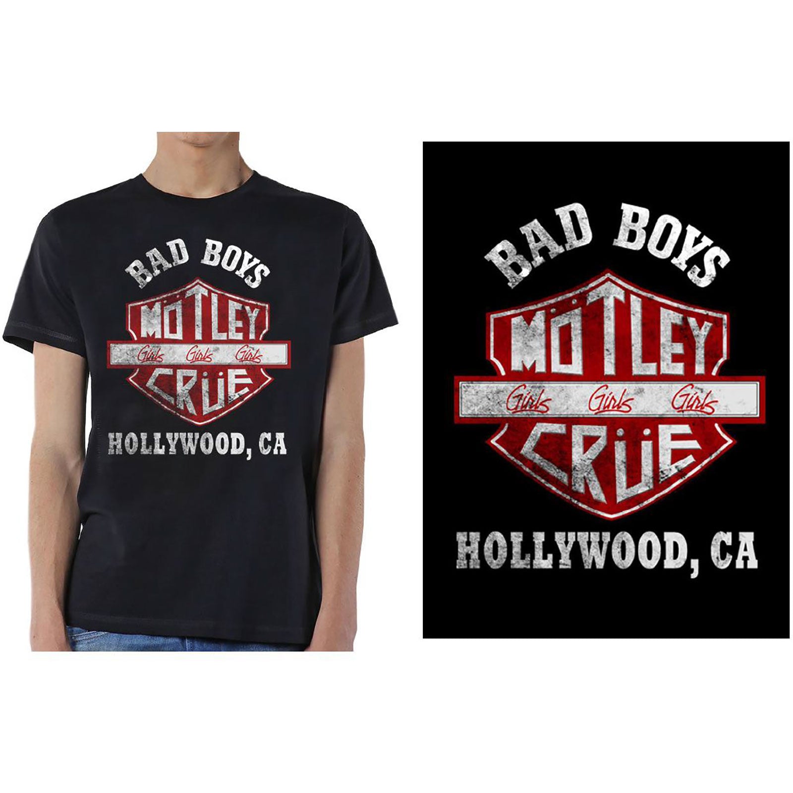 MOTLEY CRUE Attractive T-Shirt, Bad Boys Shield