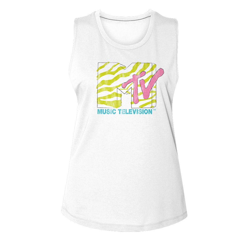 MTV Eye-Catching Tank Top, Neon Zebra Logo