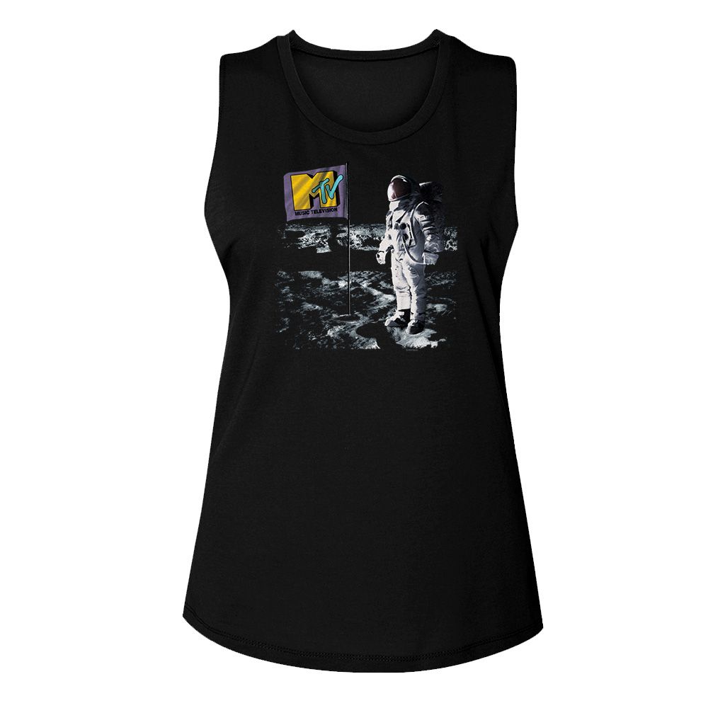 MTV Eye-Catching Tank Top, Flag On Moon