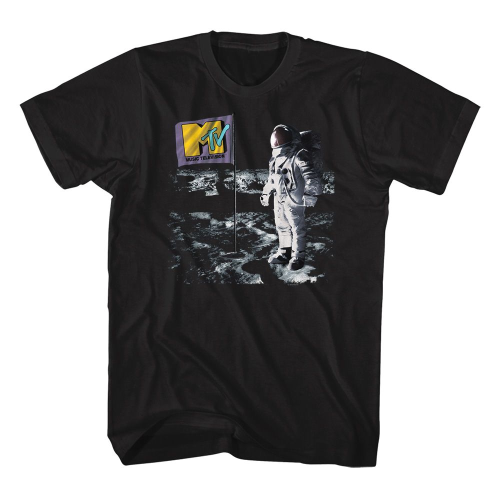 MTV Eye-Catching T-Shirt, Flag On Moon