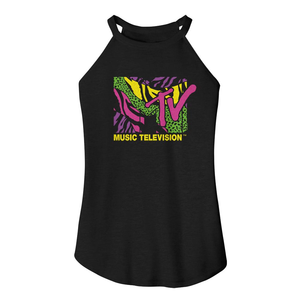 MTV Eye-Catching ROCKER Tank Top, Leopard And Zebra Print Logo