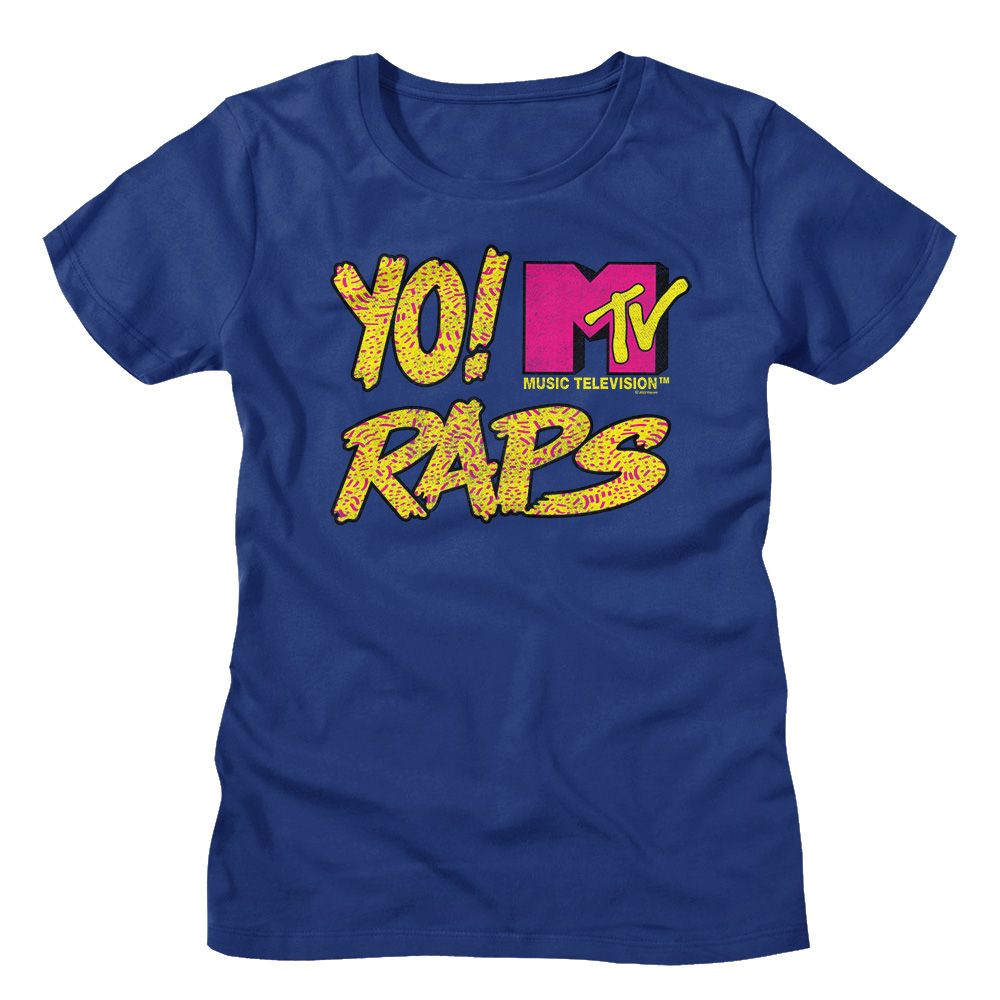 Women Exclusive MTV Eye-Catching T-Shirt, Yo Raps Texture