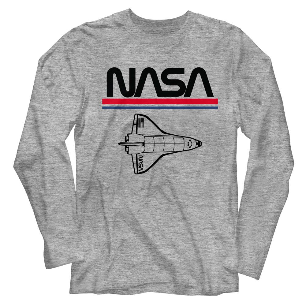 NASA Long Sleeve T-Shirt, Worm Logo And Shuttle