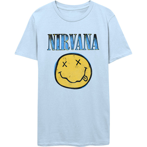 NIRVANA Attractive T-Shirt, Xerox Happy Face Blue
