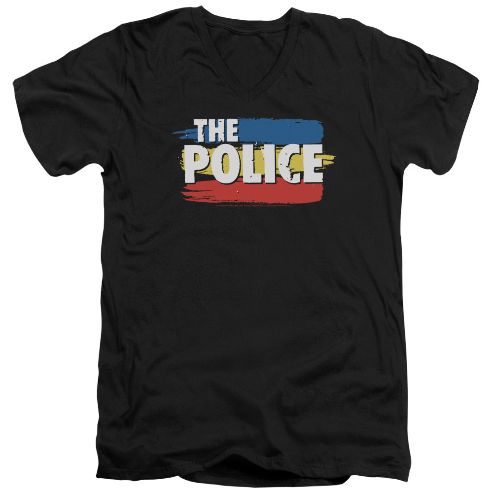 V-Neck THE POLICE T-Shirt, Stripes Logo