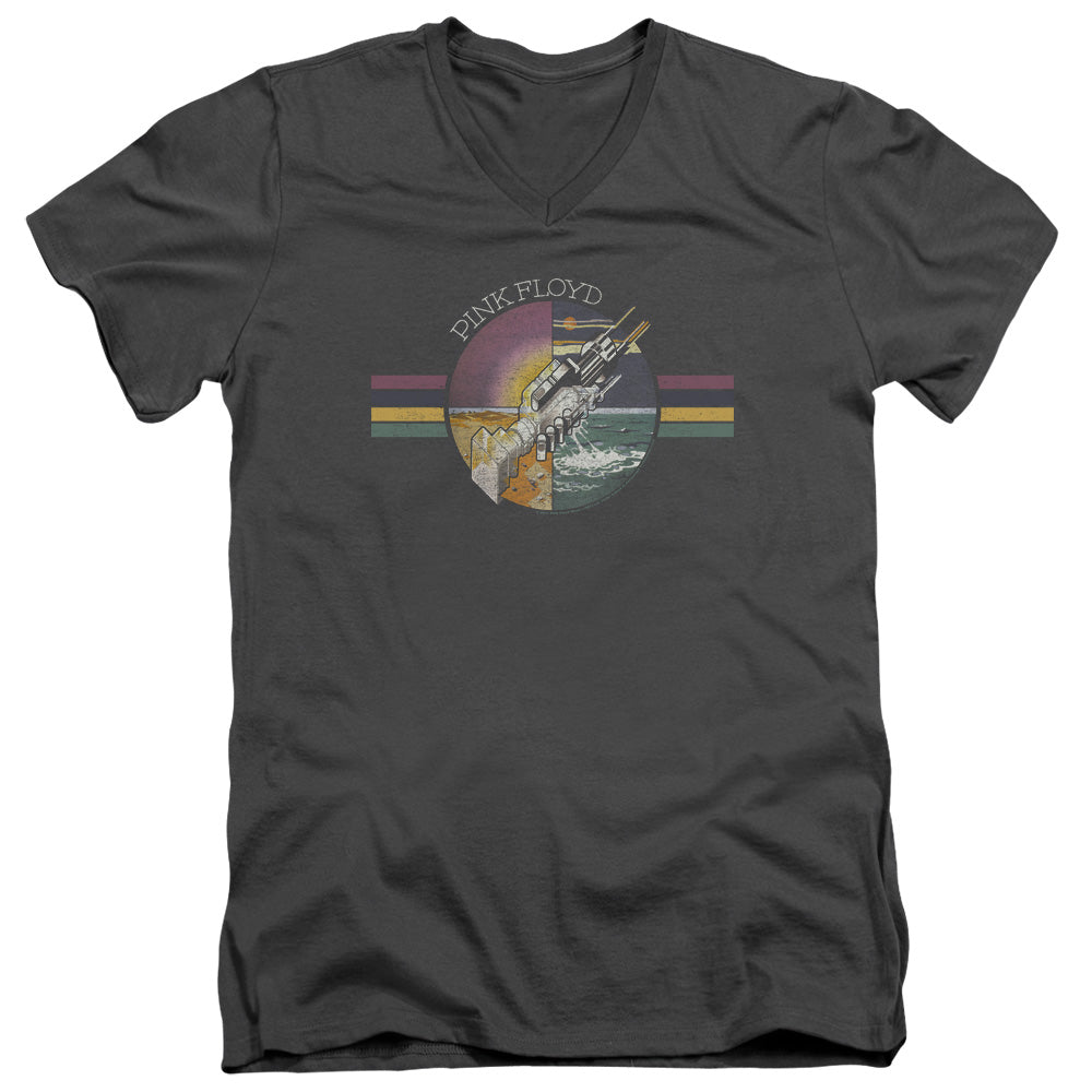 V-Neck PINK FLOYD Charcoal T-Shirt, Welcome To The Machine