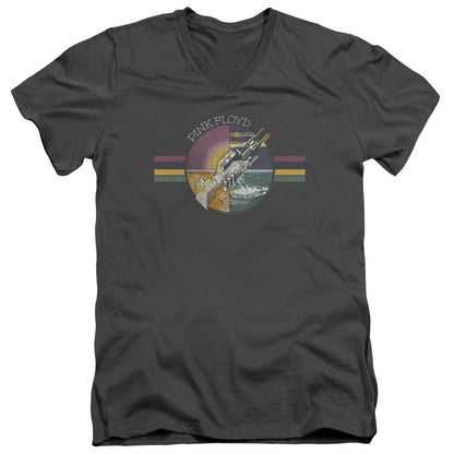 V-Neck PINK FLOYD Charcoal T-Shirt, Welcome To The Machine