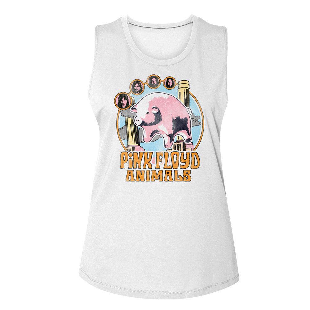 Women Exclusive PINK FLOYD Eye-Catching Muscle Tank, Circle Pig