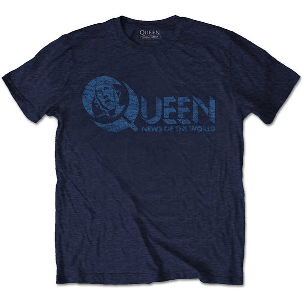 QUEEN Attractive T-Shirt, Back News Of The World 40th Vintage Logo