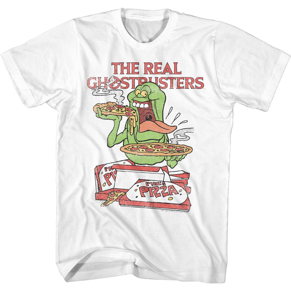 THE REAL GHOSTBUSTERS T-Shirt, Slimer And Pizza