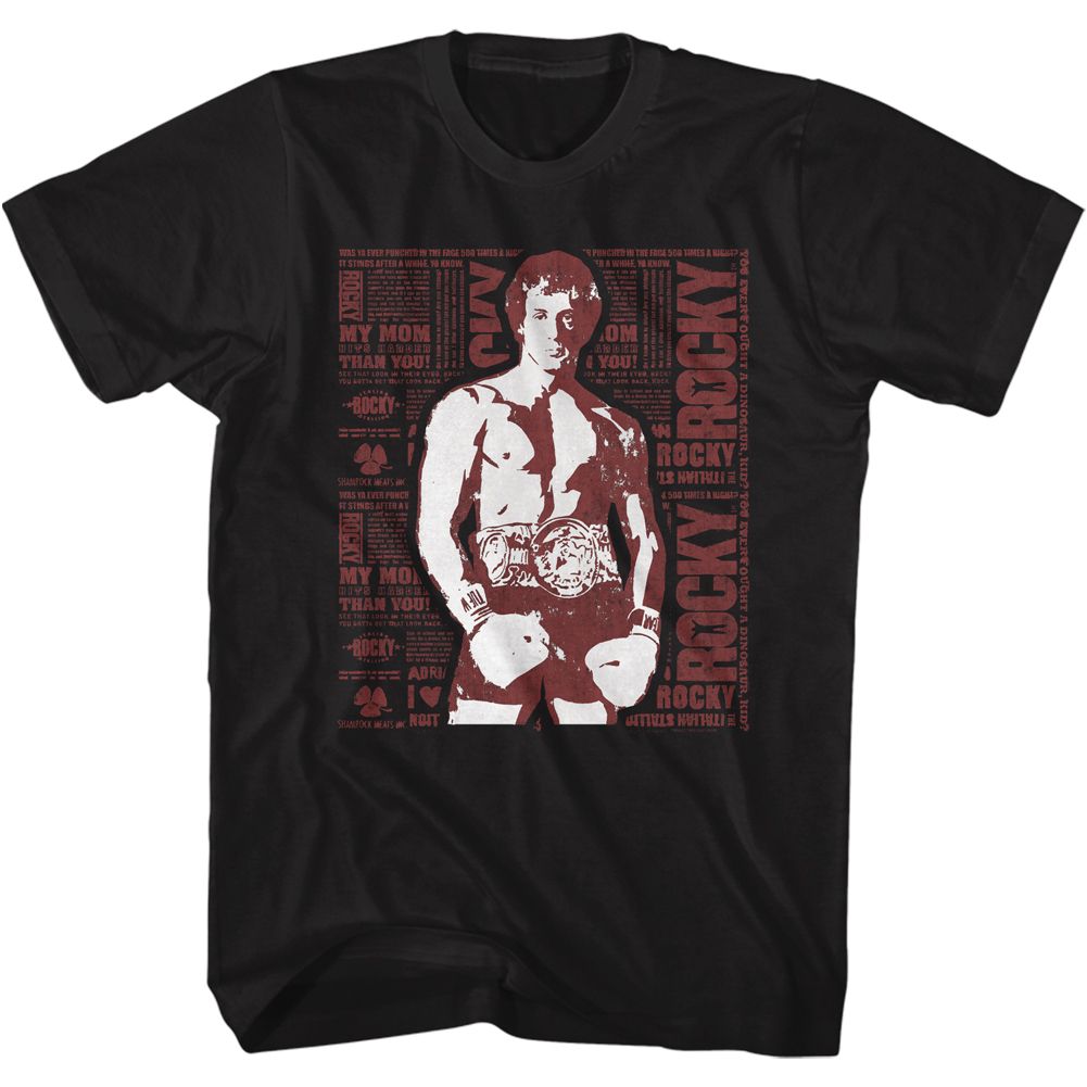 Rocky Newspaper Print T-Shirt