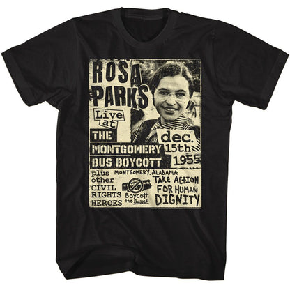 ROSA PARKS Eye-Catching T-Shirt, Rosa Bus Boycott Flyer