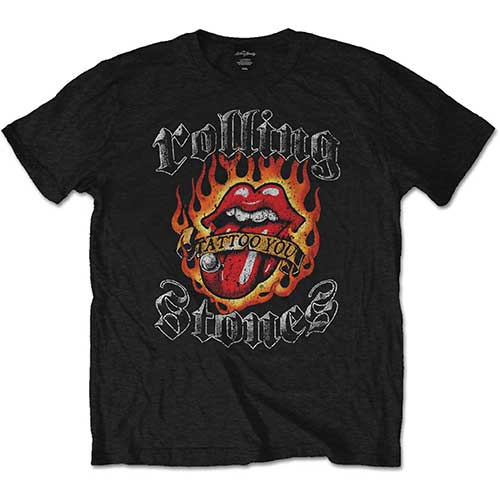 THE ROLLING STONES Attractive T-Shirt, Flaming Tattoo Tongue