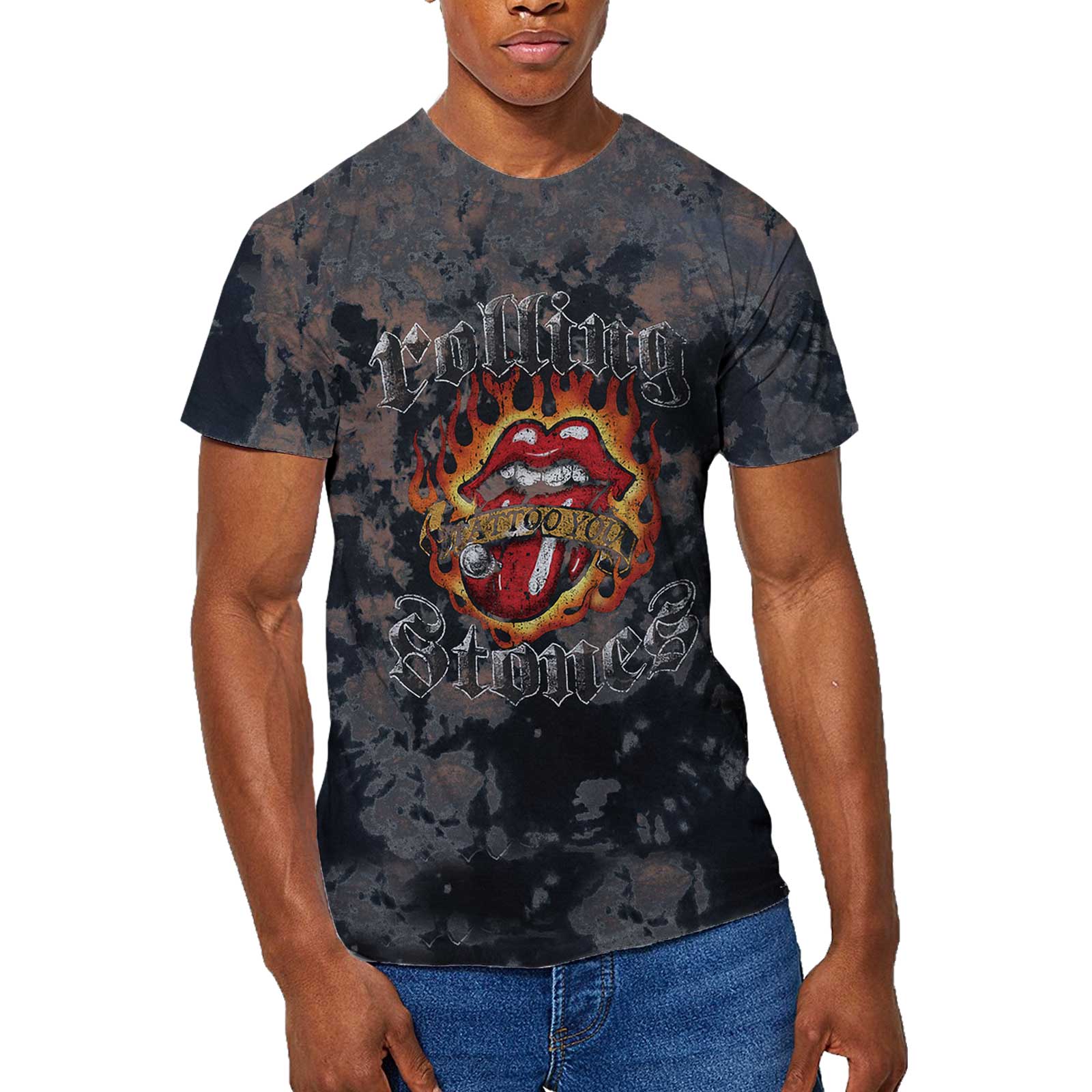 THE ROLLING STONES Attractive T-Shirt, Tattoo Flames