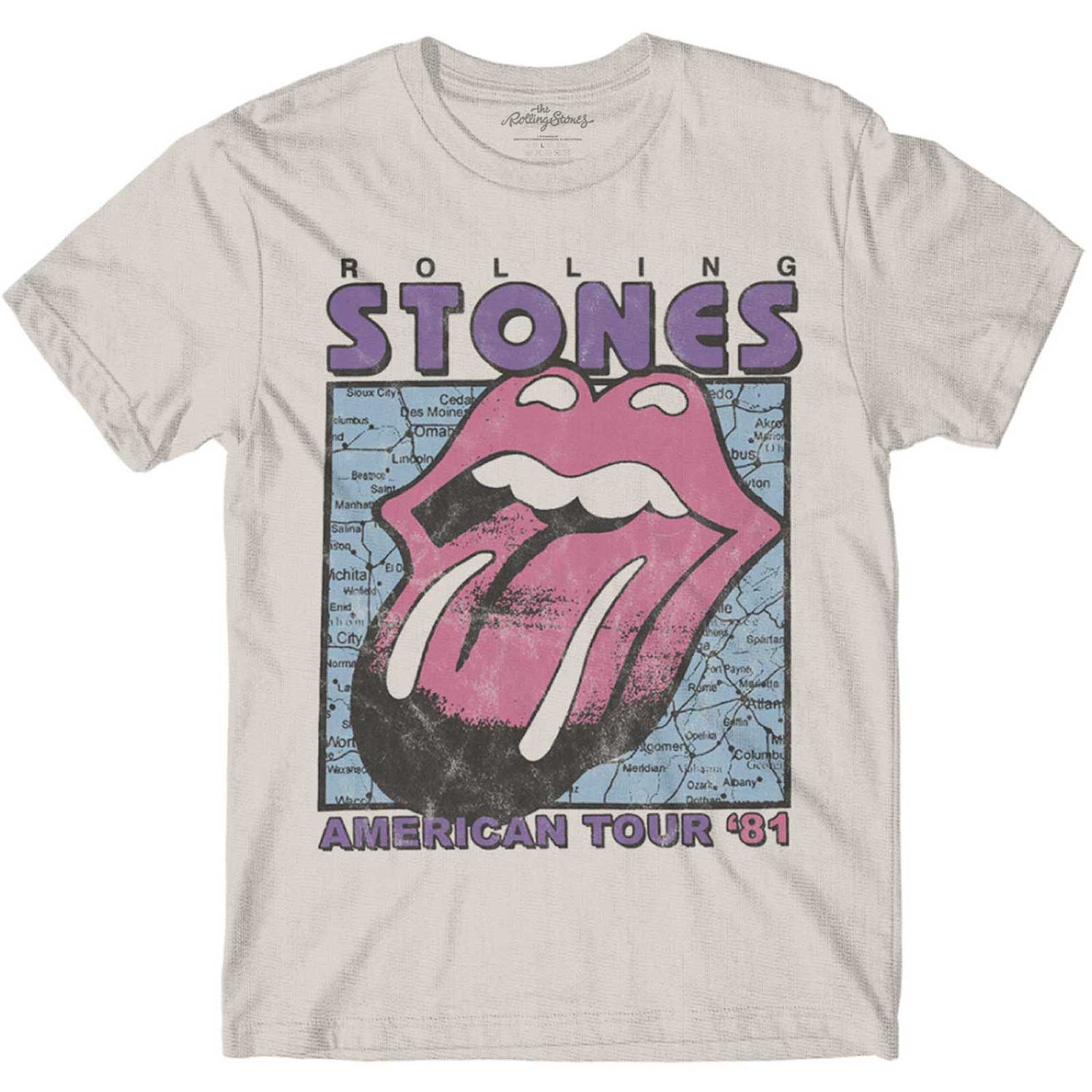 THE ROLLING STONES Attractive T-Shirt, American Tour Map