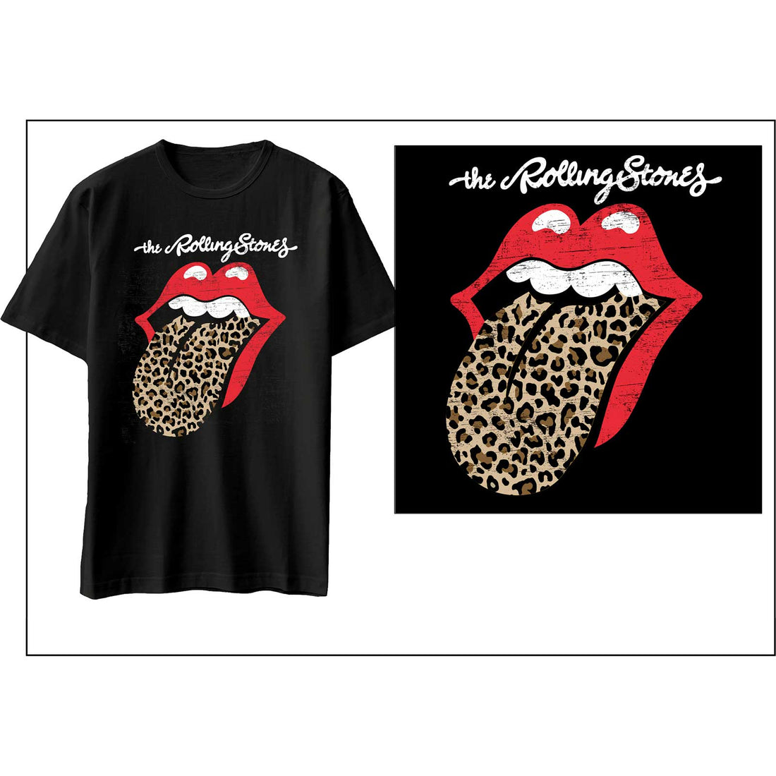 THE ROLLING STONES Attractive T-Shirt, Leopard Print Tongue