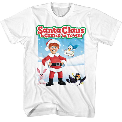 SANTA CLAUS IS COMING TO TOWN Festive T-Shirt, Characters