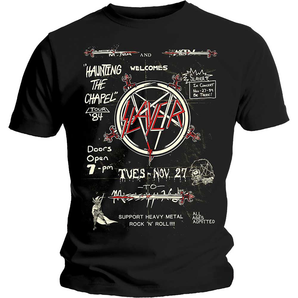 SLAYER Attractive T-Shirt, Haunting 84 Flier