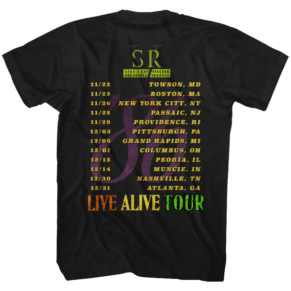 STEVIE RAY VAUGHAN Eye-Catching T-Shirt, Live Alive &