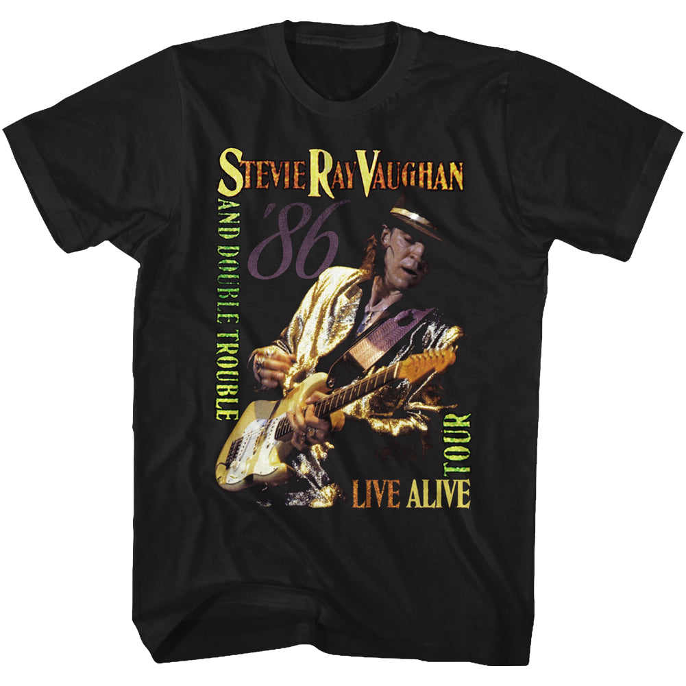 STEVIE RAY VAUGHAN Eye-Catching T-Shirt, Live Alive &