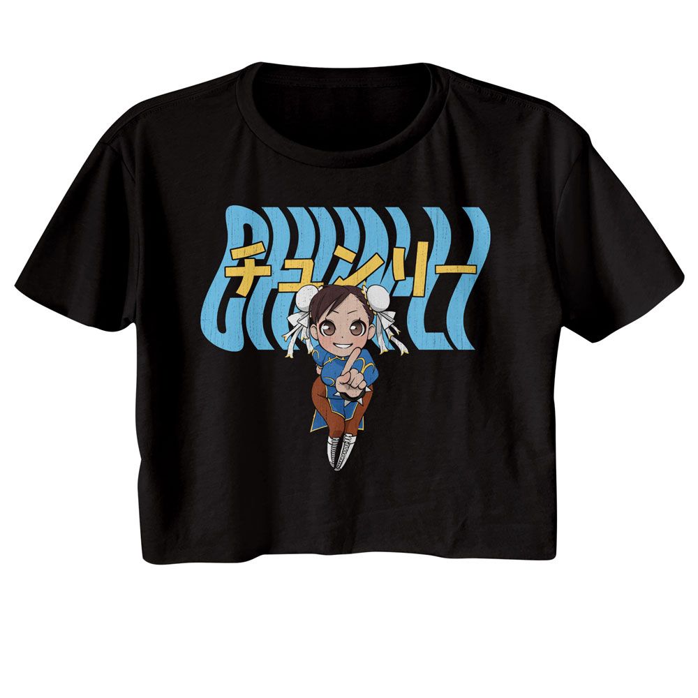 STREET FIGHTER Crop Top, Chun Li Warped Text