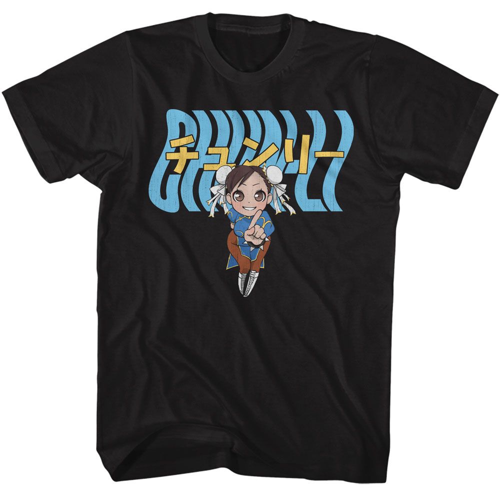 STREET FIGHTER Eye-Catching T-Shirt, Chun Li Warped Text