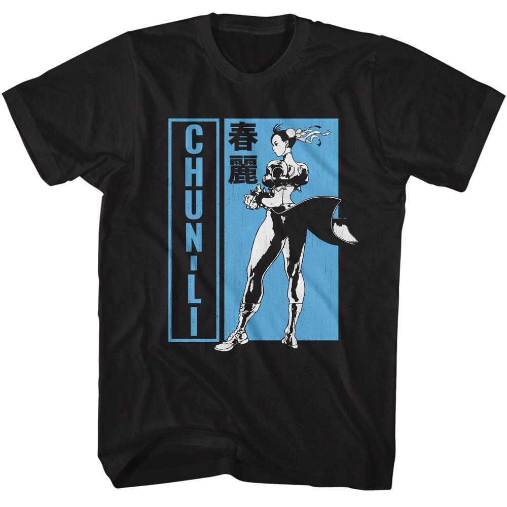 Chun Li Merch STREET FIGHTER Eye-Catching T-Shirt, Chun Li Bw Character Pose ...
