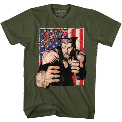 STREET FIGHTER Brave T-Shirt, Guile With Flag