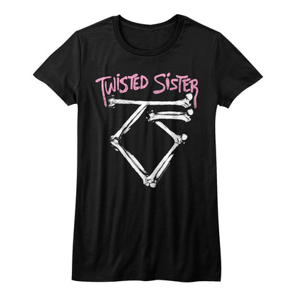 Women Exclusive TWISTED SISTER Eye-Catching T-Shirt, Bone Logo