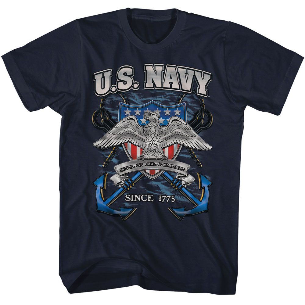 NAVY Eye-Catching T-Shirt, Eagle With Anchors