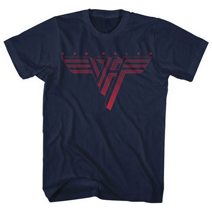 Navy blue t-shirt with the classic red Van Halen band logo on the front.