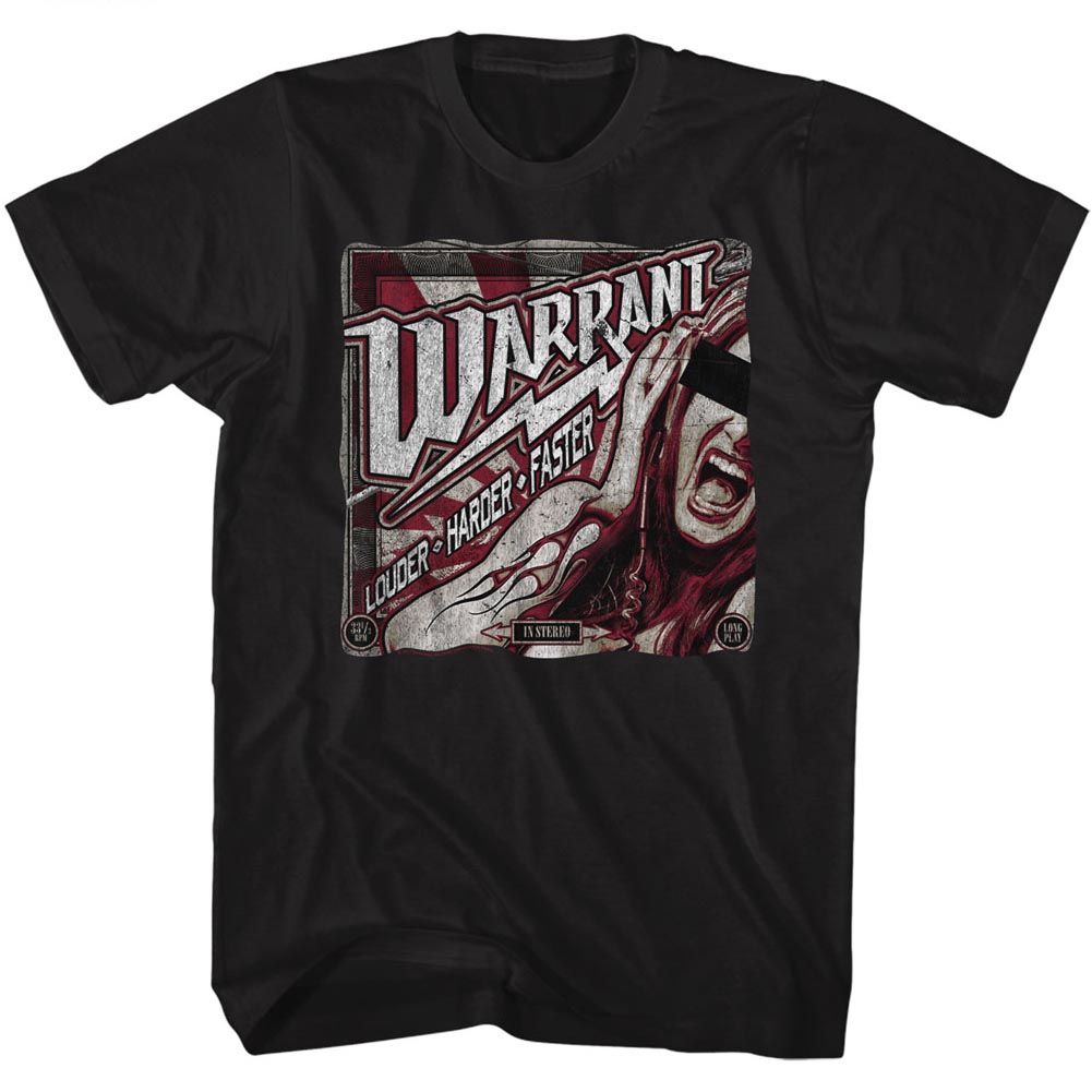 WARRANT Eye-Catching T-Shirt, Louder Harder Faster