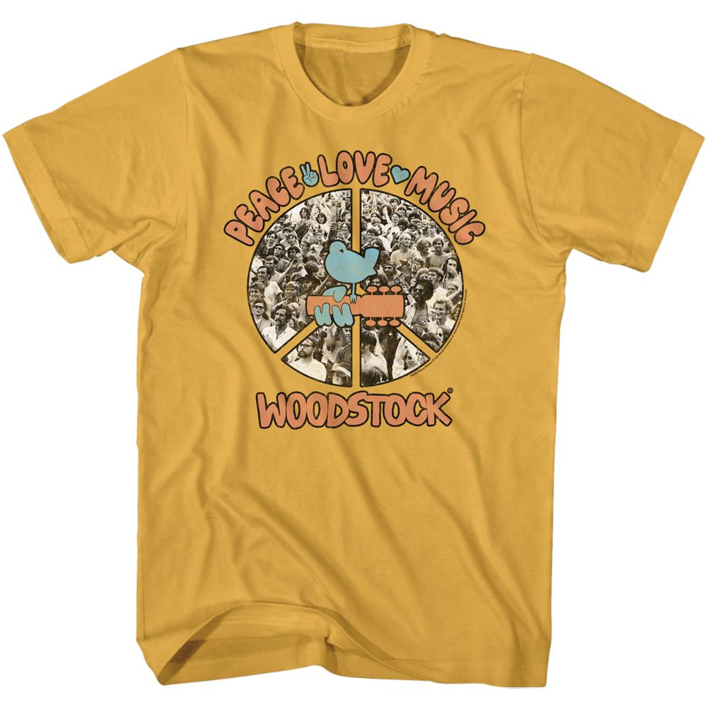 WOODSTOCK Eye-Catching T-Shirt, Peace Love Music