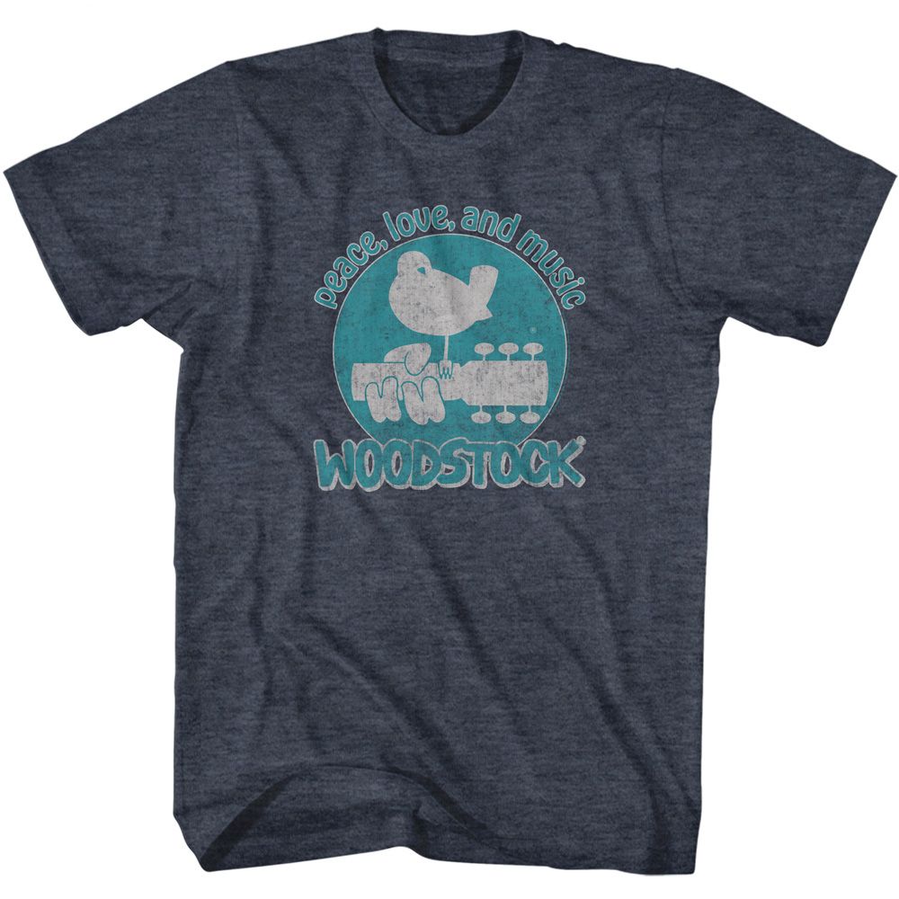 WOODSTOCK Eye-Catching T-Shirt, Peace Love &amp; Music