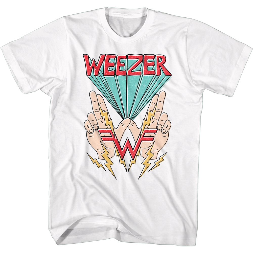 WEEZER Eye-Catching T-Shirt, Hands &amp; Lightning